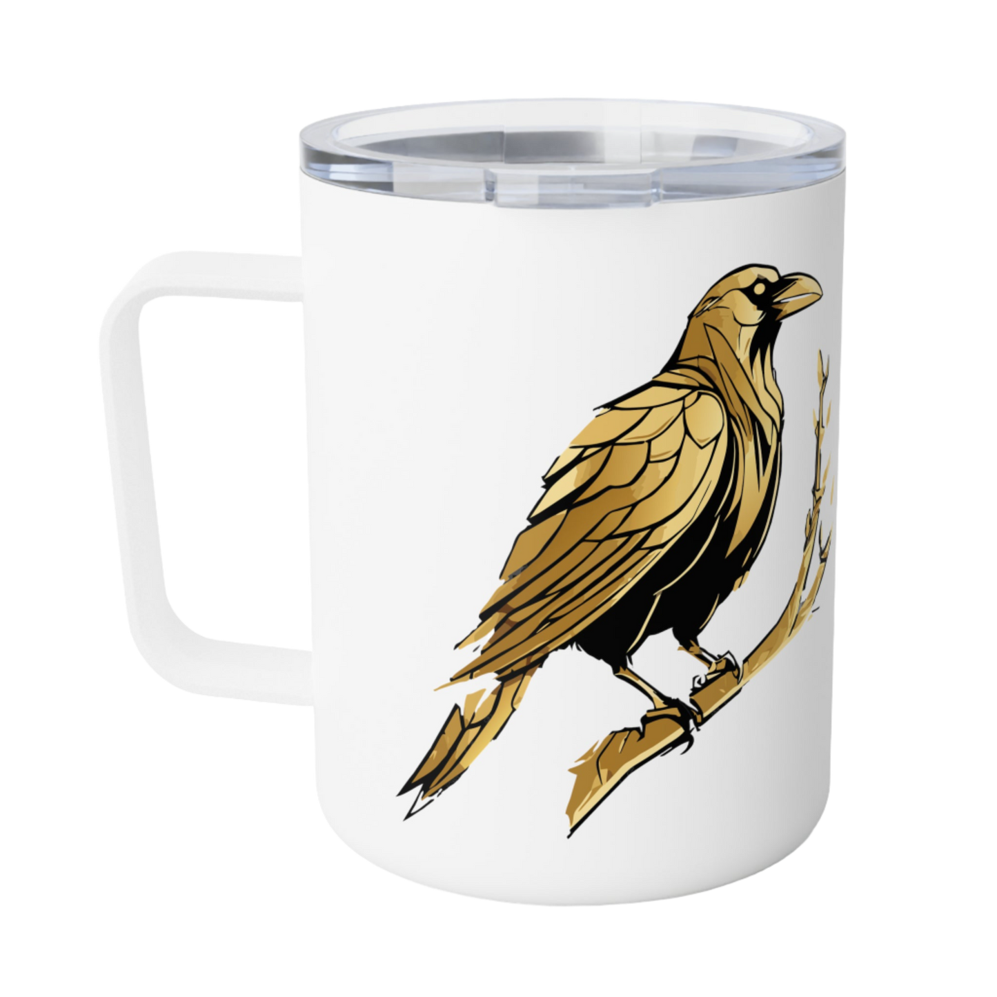 Insulated Coffee Mug - Gold Raven (10oz)