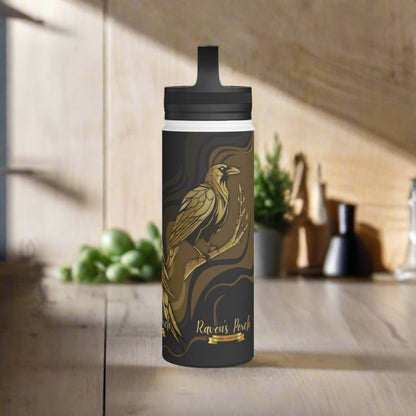 Stainless Steel Bottle - Gold Raven (18oz)