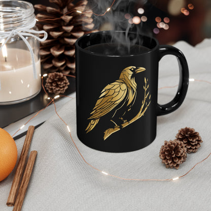 Black Mug - Gold Raven (11oz, 15oz)