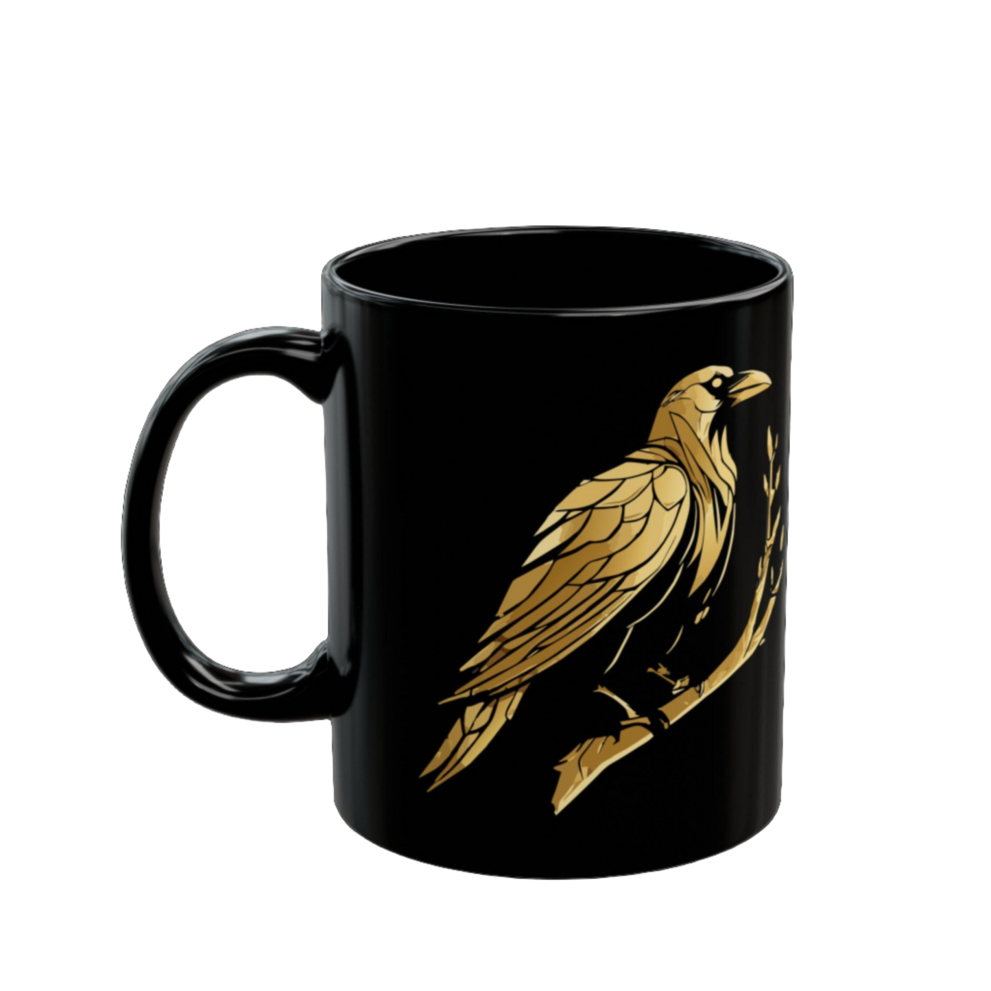 Black Mug - Gold Raven (11oz, 15oz)