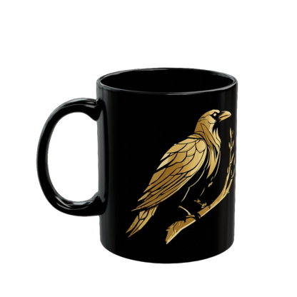 Black Mug - Gold Raven (11oz, 15oz)