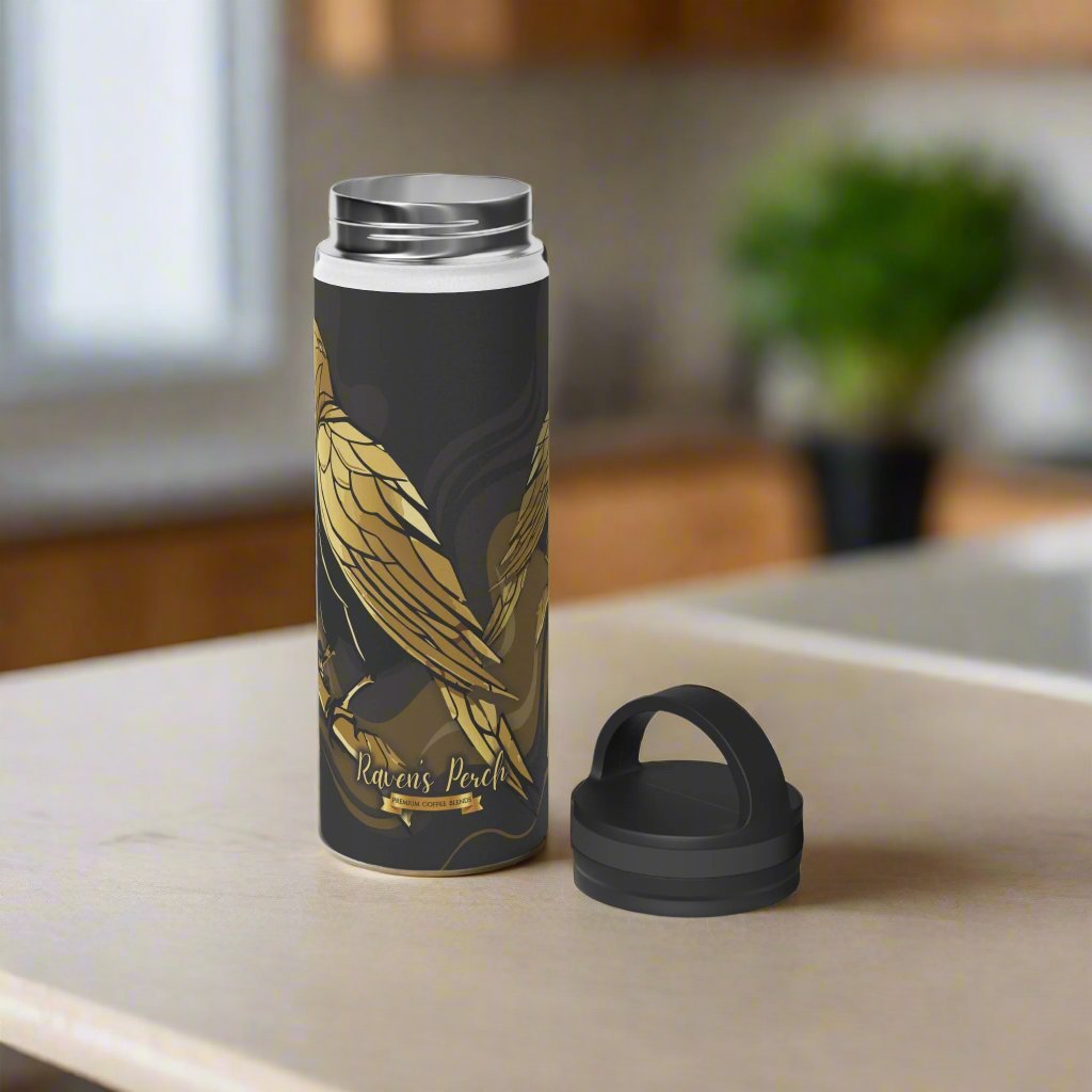 Stainless Steel Bottle - Gold Raven (18oz)