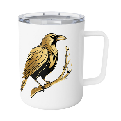 Insulated Coffee Mug -  Gold Raven (10oz)