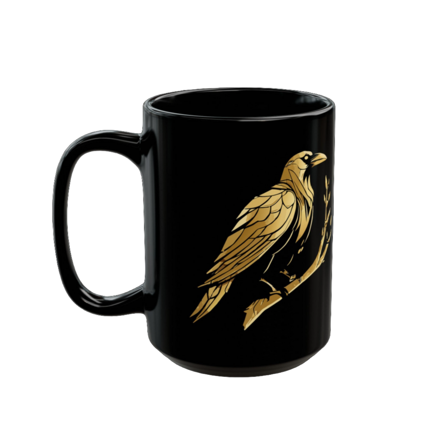 Black Mug - Gold Raven (11oz, 15oz)