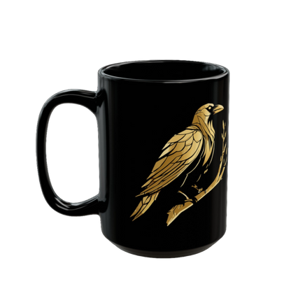 Black Mug - Gold Raven (11oz, 15oz)