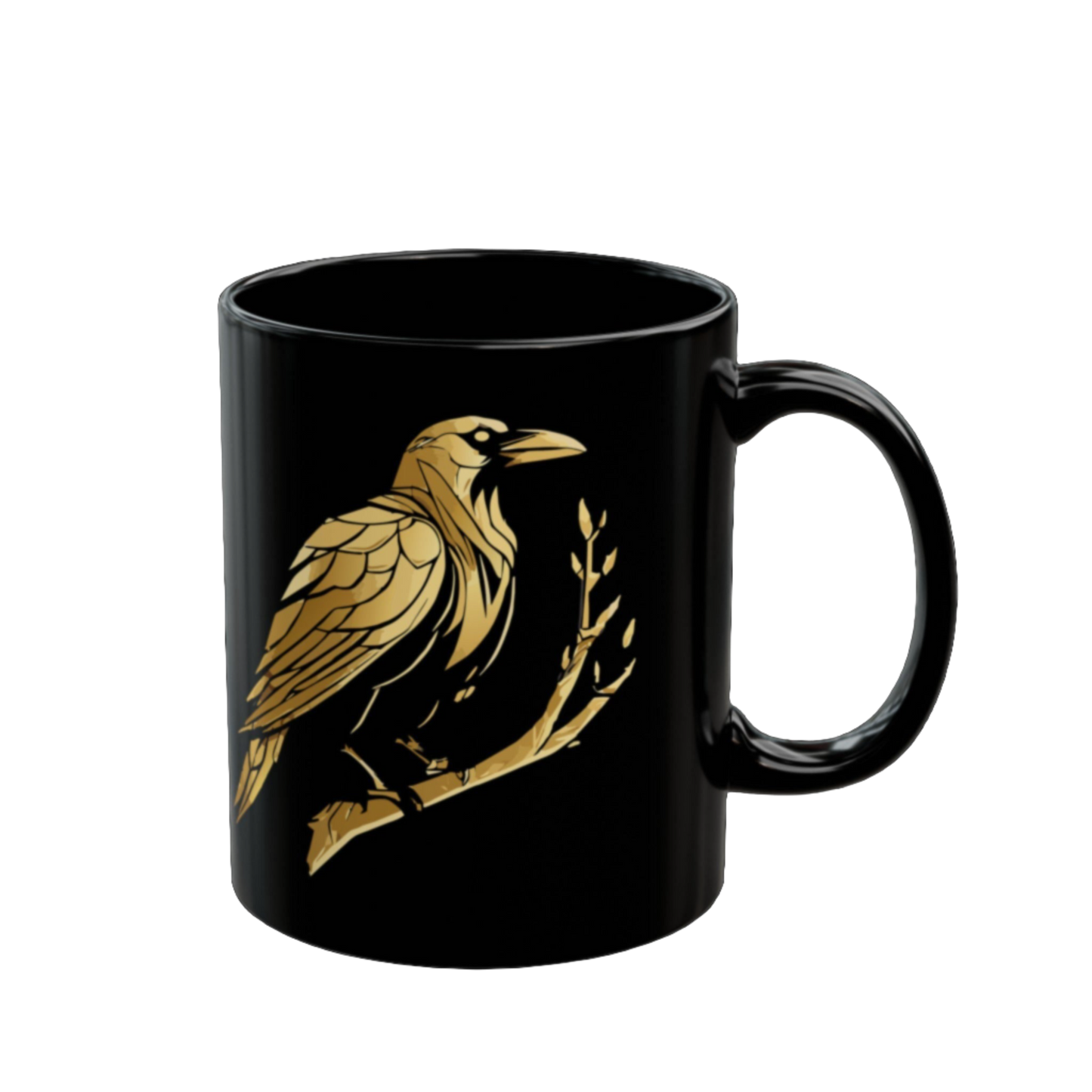 Black Mug - Gold Raven (11oz, 15oz)