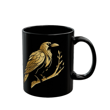 Black Mug - Gold Raven (11oz, 15oz)